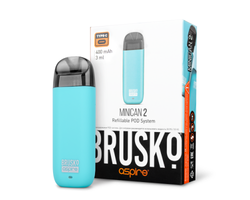 Купить Перезаправляемая Под-Система Бруско Миникан 2 (Brusko Minican 2) 400 mah, Бирюзовый по оптовой цене
